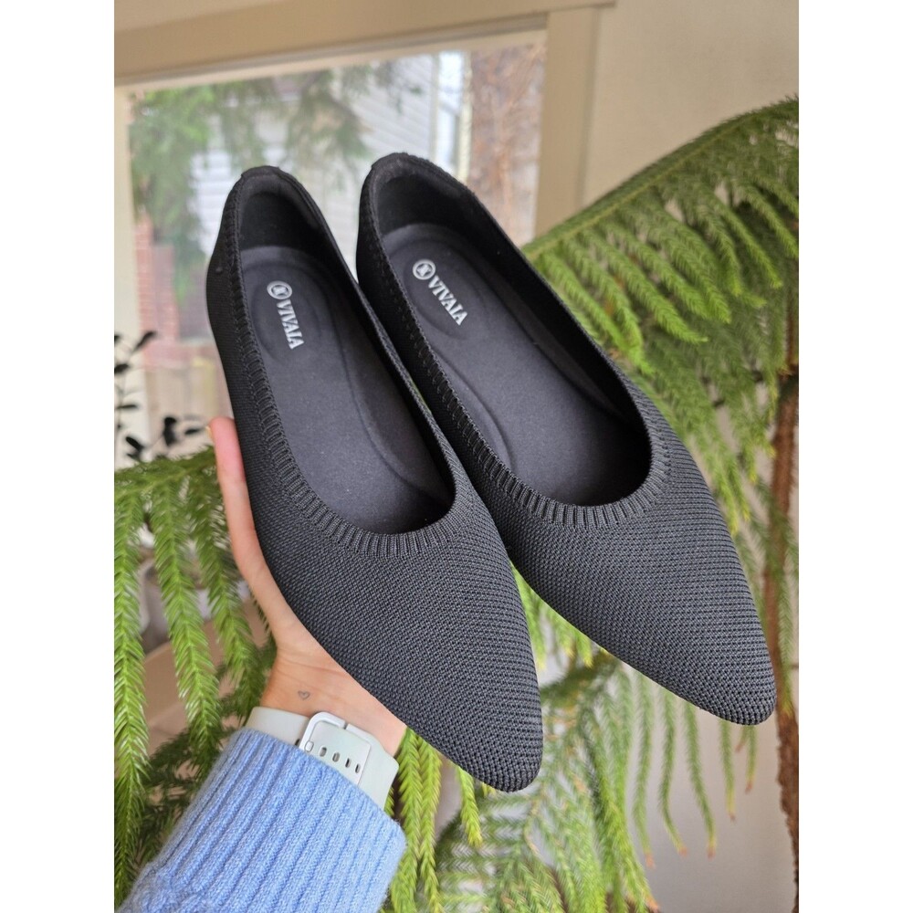 VIVAIA Aria Black Pointed Toe Flats Size 41 - 9.5 Women's